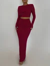 Two Piece Long Sleeve Sheath/Column Glitter Formal Dress PT02026264