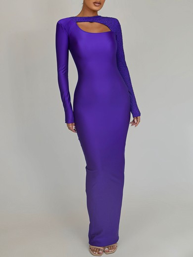 Cut Out Sheath/Column High Neck Jersey Long Sleeve Formal Dress PT02026267