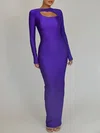 Cut Out Sheath/Column High Neck Jersey Long Sleeve Formal Dress PT02026267