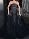 Modest Sheath/Column Organza Straight Beaded Formal Dresses PT02028315