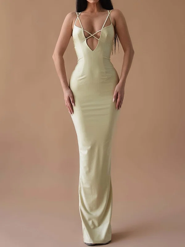 Petite Sheath/Column Stretch Crepe V-neck Formal Dresses PT02028329