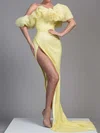Sparkly Daffodil Sequin Sheath/Column Ruffle Formal Dresses PT02028342