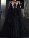 Modest Black Tulle Ball Gown/Princess Appliques Formal Dresses PT02028367