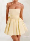 Puffy Skater Taffeta Straight Ruched Bow Mini Dress PT02054684