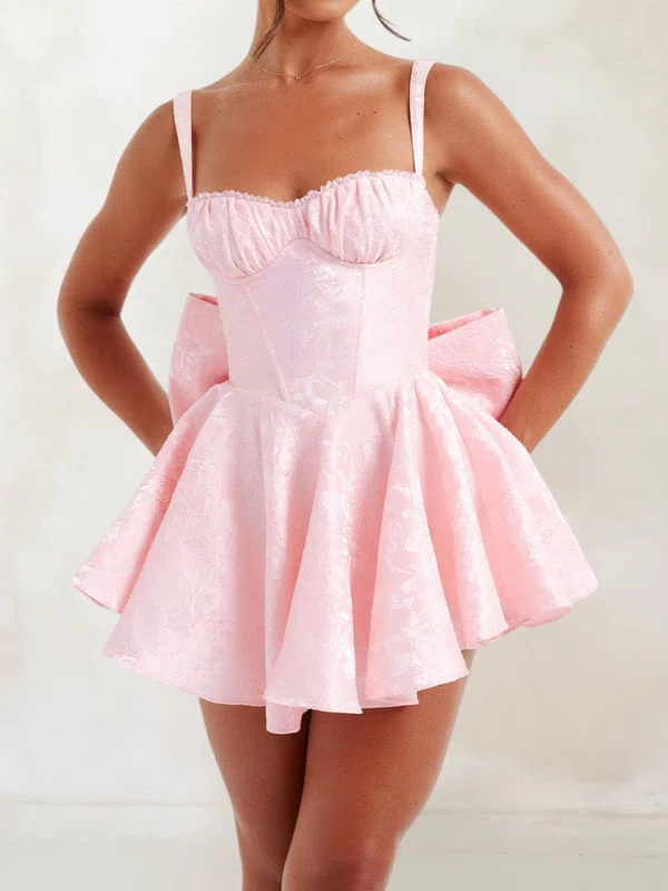 Unique Skater Satin Sweetheart Bow Mini Dress PT02054691