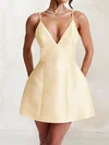 Elegant Skater Satin V-neck Mini Dress PT02054715