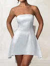 Unique White Satin Skater Straight Bow Mini Dress PT02054716