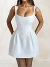 Corset White Satin Skater Square Neck Mini Dress PT02054720