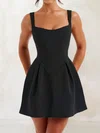 Corset Black Satin Skater Square Neck Mini Dress PT02054721