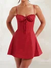 Puffy Burgundy Satin Skater Sweetheart Mini Dress PT02054741