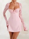 Cute Fitted Lace Jersey Sweetheart Mini Dress PT02054748