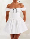 Corset White Satin Skater Ruffle Mini Dress PT02054753