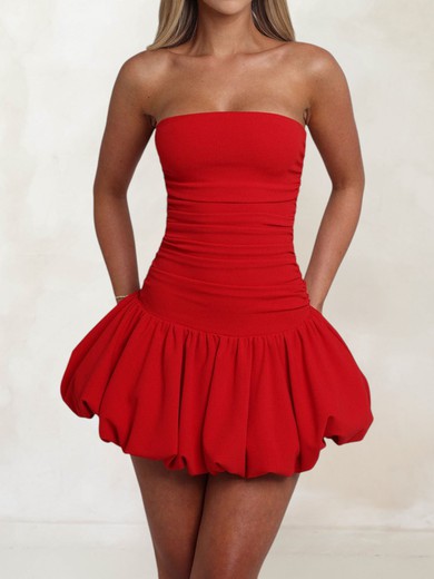 Petite Red Jersey Fitted Ruched Mini Dress PT02054759