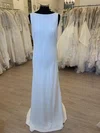 Sheath/Column Scoop Neck Chiffon Sweep Train Wedding Dress #UKM00028298