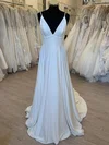 Ball Gown/Princess V-neck Sweep Train Wedding Dress With Ruched #UKM00028315