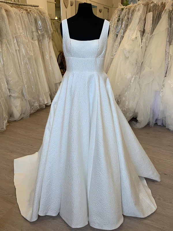 Ball Gown/Princess Square Neckline Satin Sweep Train Wedding Dress #UKM00028355