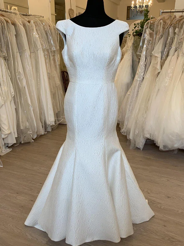 Trumpet/Mermaid Scoop Neck Satin Floor-length Wedding Dress #UKM00028391