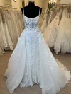 Ball Gown/Princess V-neck Tulle Court Train Wedding Dress With Pearl Detailing #UKM00028392