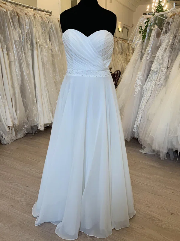 A-line Sweetheart Chiffon Floor-length Wedding Dress With Ruched #UKM00028420