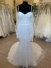 Trumpet/Mermaid Sweetheart Tulle Court Train Wedding Dress With Appliques Lace #UKM00028453