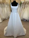 Ball Gown/Princess Square Neckline Satin Sweep Train Wedding Dress With Beading #UKM00028457
