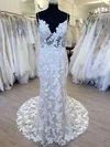 Ball Gown/Princess V-neck Tulle Lace Court Train Wedding Dress With Appliques Lace #UKM00028485