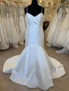 Trumpet/Mermaid V-neck Satin Court Train Wedding Dress With Ruched #UKM00028489