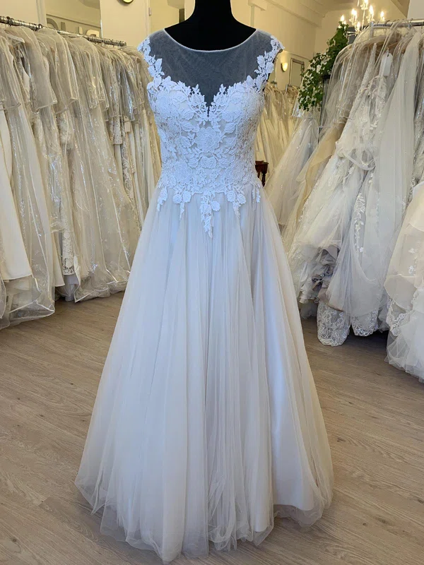 Ball Gown/Princess Illusion Tulle Floor-length Wedding Dress With Ruched #UKM00028514