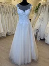 Ball Gown/Princess Illusion Tulle Floor-length Wedding Dress With Ruched #UKM00028514