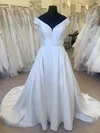 Ball Gown/Princess Off-the-shoulder Satin Court Train Wedding Dress With Ruched #UKM00028522