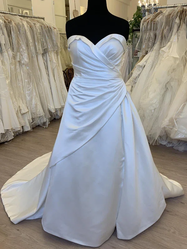 Ball Gown/Princess Sweetheart Satin Court Train Wedding Dress With Ruched #UKM00028524