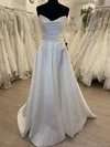 Ball Gown/Princess V-neck Satin Sweep Train Wedding Dress With Ruched #UKM00028553
