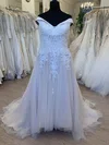 Ball Gown/Princess Off-the-shoulder Tulle Sweep Train Wedding Dress With Appliques Lace #UKM00028573