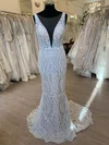 Trumpet/Mermaid Illusion Lace Sweep Train Wedding Dress #UKM00028591