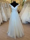 Ball Gown/Princess Off-the-shoulder Organza Floor-length Wedding Dress With Beading #UKM00028614