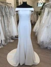Trumpet/Mermaid Off-the-shoulder Stretch Crepe Sweep Train Wedding Dress #UKM00028632