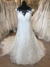 Ball Gown/Princess Illusion Tulle Sweep Train Wedding Dress With Appliques Lace #UKM00028643
