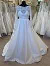 Ball Gown/Princess Illusion Satin Lace Sweep Train Wedding Dress #UKM00028658