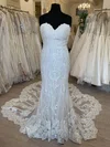 Trumpet/Mermaid Sweetheart Lace Tulle Court Train Wedding Dress #UKM00028692