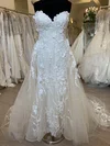 Trumpet/Mermaid Sweetheart Tulle Watteau Train Wedding Dress With Appliques Lace #UKM00028727
