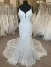 Trumpet/Mermaid Sweetheart Lace Court Train Wedding Dress With Appliques Lace #UKM00028728