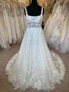 Ball Gown/Princess Square Neckline Organza Sweep Train Wedding Dress With Appliques Lace #UKM00028740