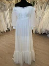 A-line Off-the-shoulder Organza Floor-length Wedding Dress With Ruffles #UKM00028773