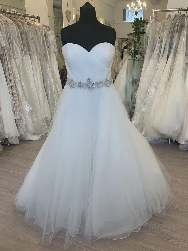 Ball Gown/Princess Sweetheart Tulle Sweep Train Wedding Dress With Ruched #UKM00028806
