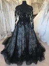 Ball Gown/Princess V-neck Organza Sweep Train Wedding Dress With Appliques Lace #UKM00028813