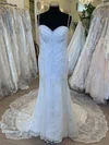 Sheath/Column Sweetheart Glitter Tulle Court Train Wedding Dress With Pearl Detailing #UKM00028814