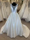 Ball Gown/Princess Illusion Satin Sweep Train Wedding Dress With Beading #UKM00028821