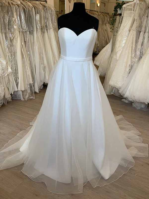 Ball Gown/Princess Sweetheart Satin Organza Sweep Train Wedding Dress #UKM00028847