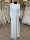 A-line Scoop Neck Chiffon Floor-length Wedding Dress With Ruched #UKM00028853