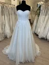 Ball Gown/Princess Sweetheart Organza Sweep Train Wedding Dress With Appliques Lace #UKM00028883